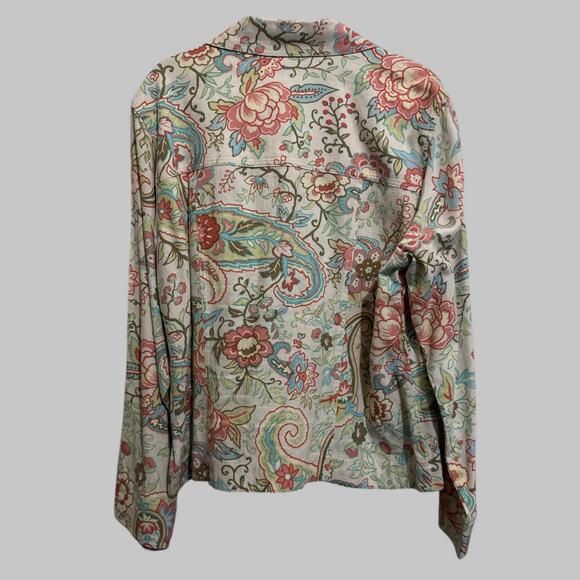 Coldwater Creek Artsy Multicolor Floral Paisley Tapestry Button Up Jacket Size L - Picture 2 of 9